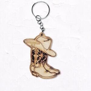 6076gc. Texas Wood Cowboy Boots Keychain